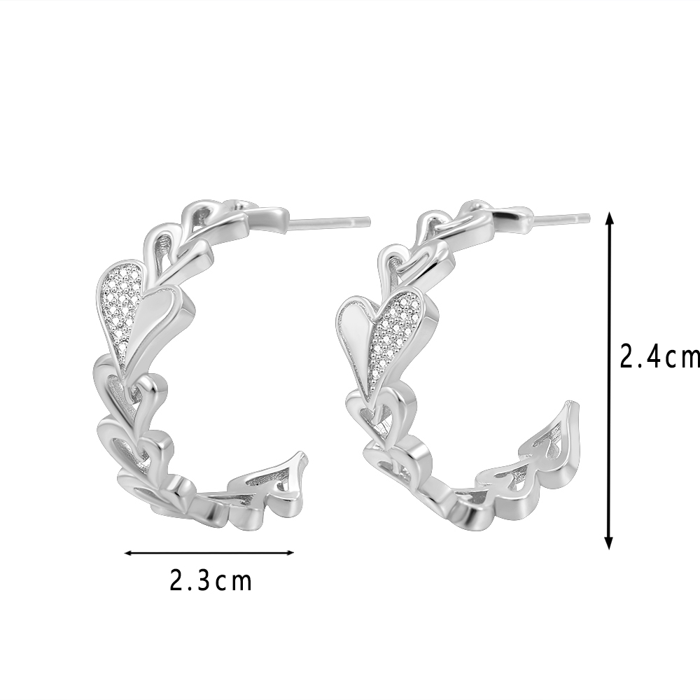 Gold-Tone Heart & Link Chain Hoop Earrings with Crystal Accents