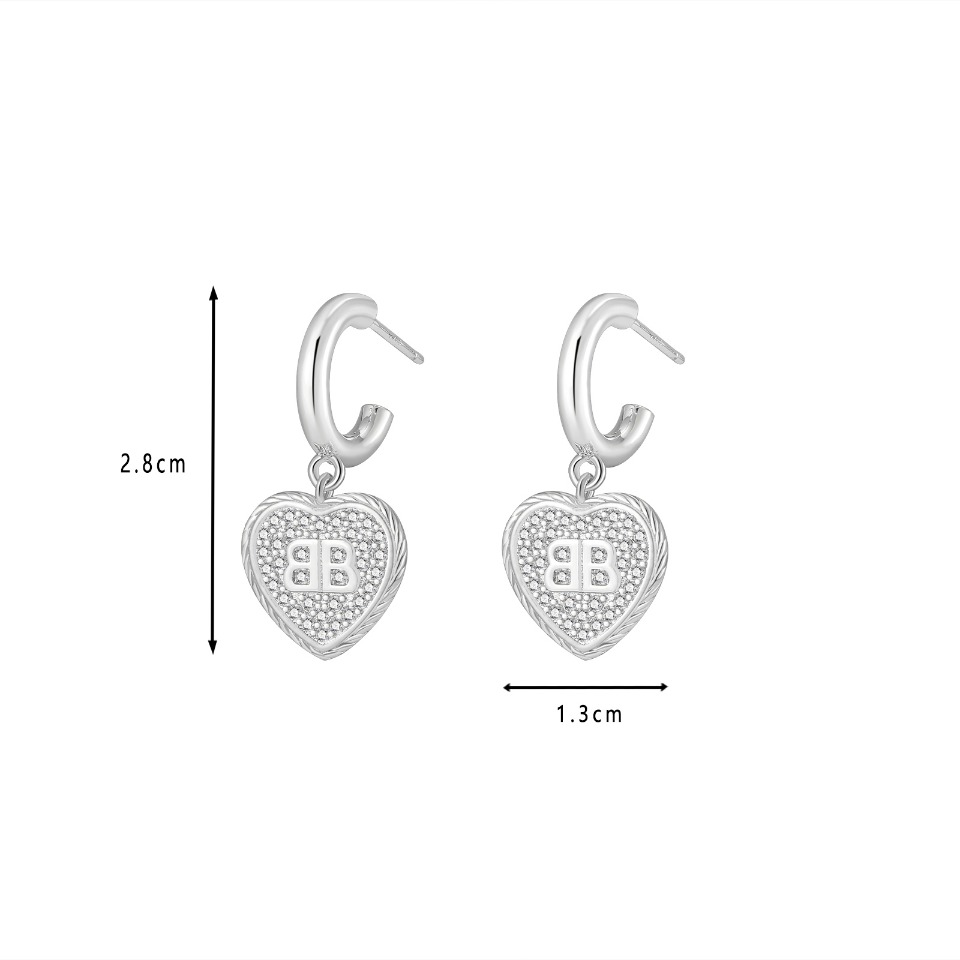 Gold - Toned Huggie Hoop Earrings with Heart - Shaped Pave Crystal Drop