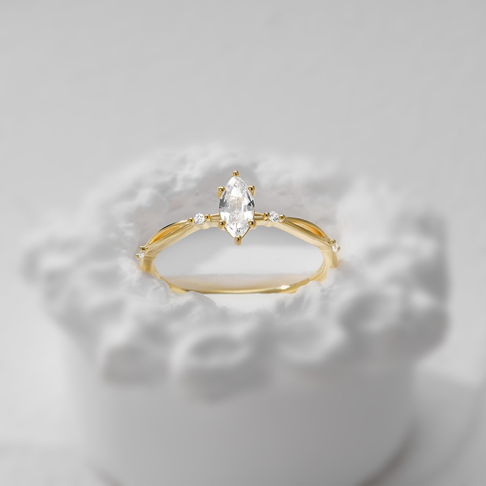 Gold Plated Marquise Cut Solitaire Twist Ring