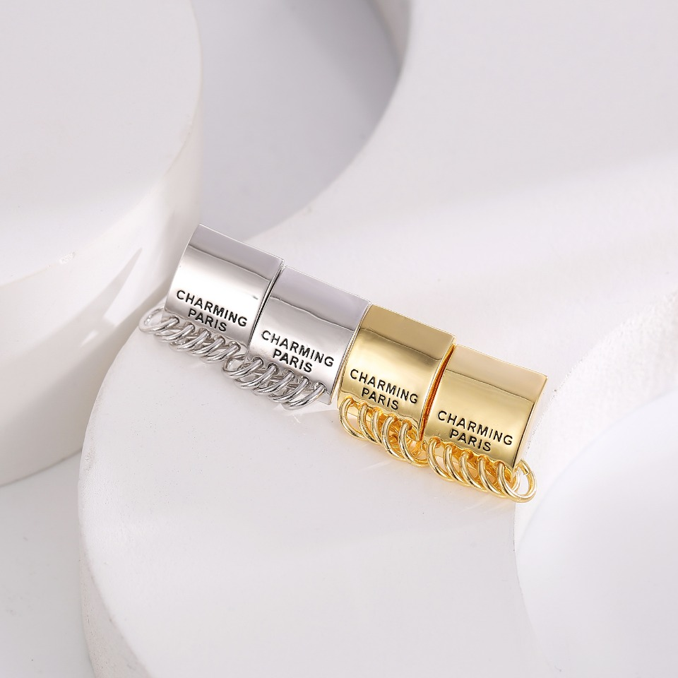 Gold-Tone "CHARMING PARIS" Lettering Earrings with Dangling Mini Hoops