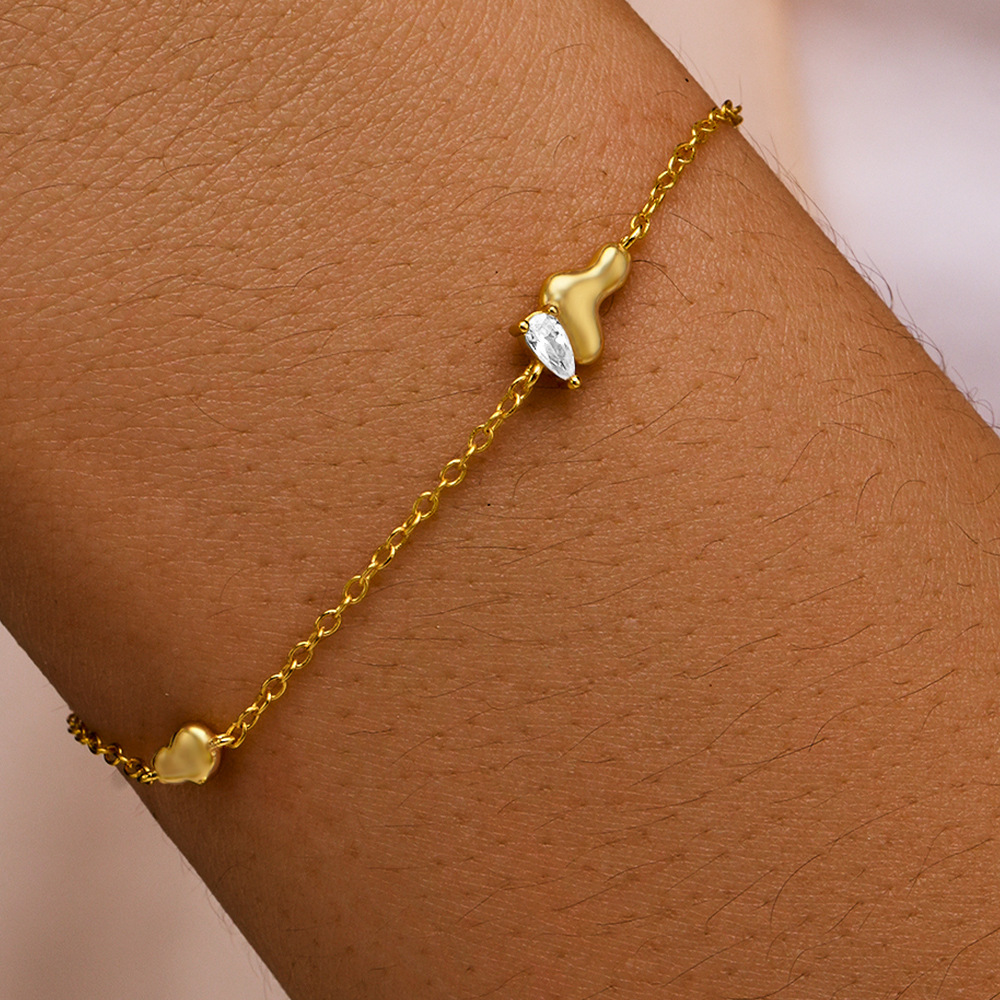 Asymmetric Fluid Heart Bracelet for Women
