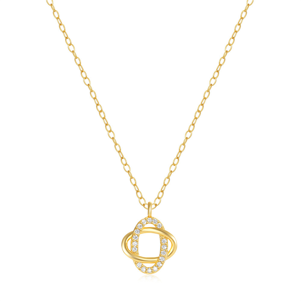 Interlocking Open Oval Pendant Necklace with Cubic Zirconia