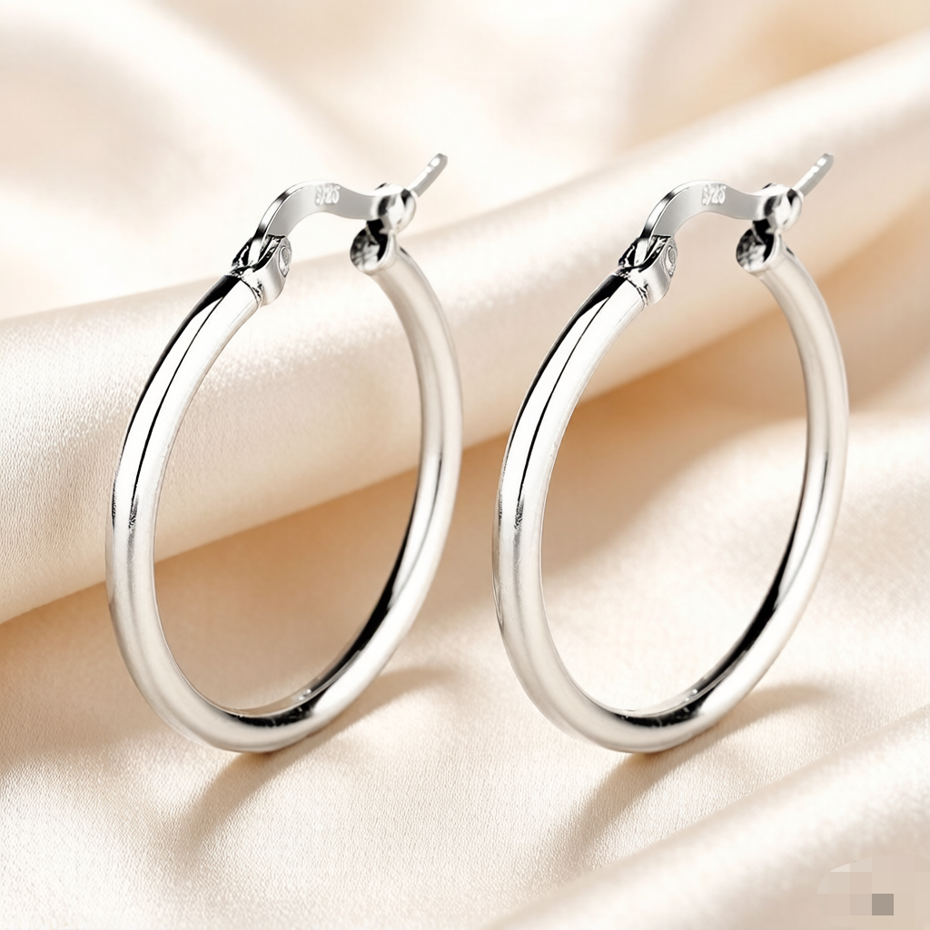 Sterling Silver Large Hoop Earrings for Women