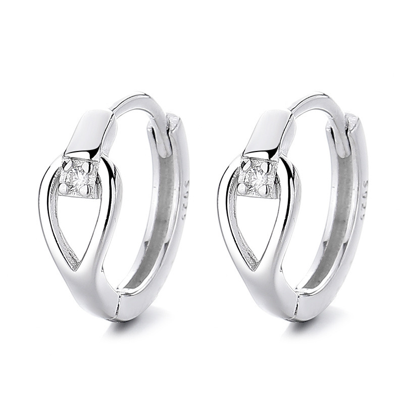 S925 Sterling Silver Cubic Zirconia Huggie Hoop Earrings