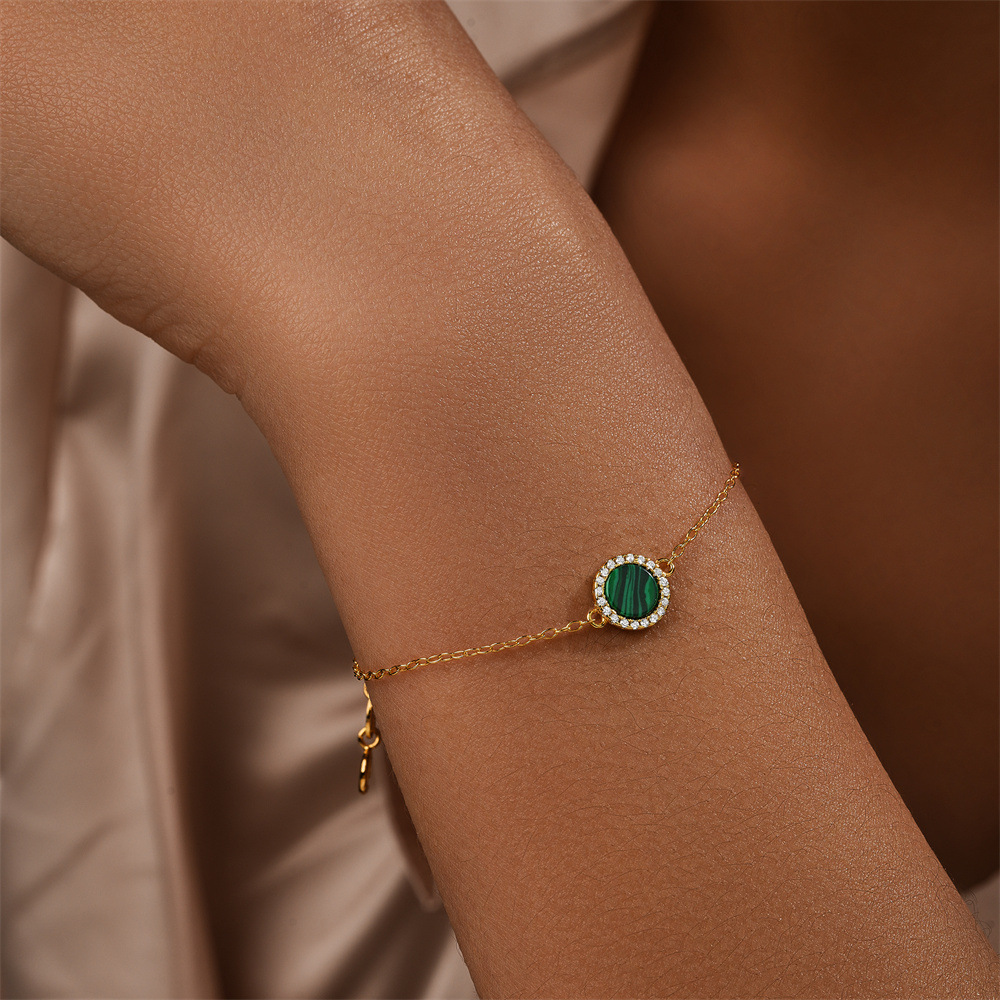 Gold Malachite Halo Bracelet