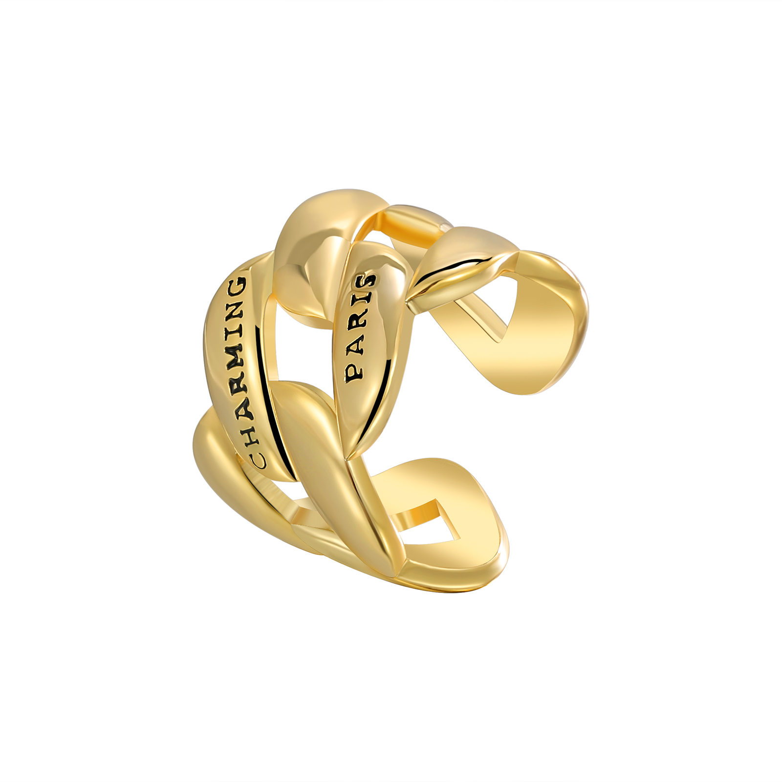 Toned Open - Style Twisted Ring with “CHARMING PARIS” Engraving