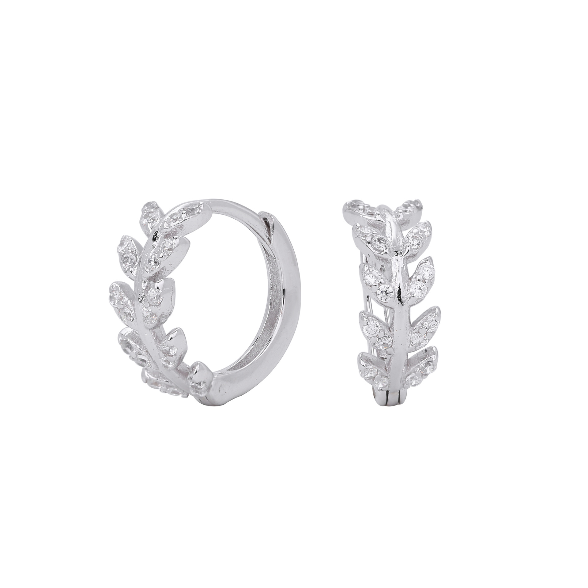 Elegant Sterling Silver Leaf Hoop Earrings for Women