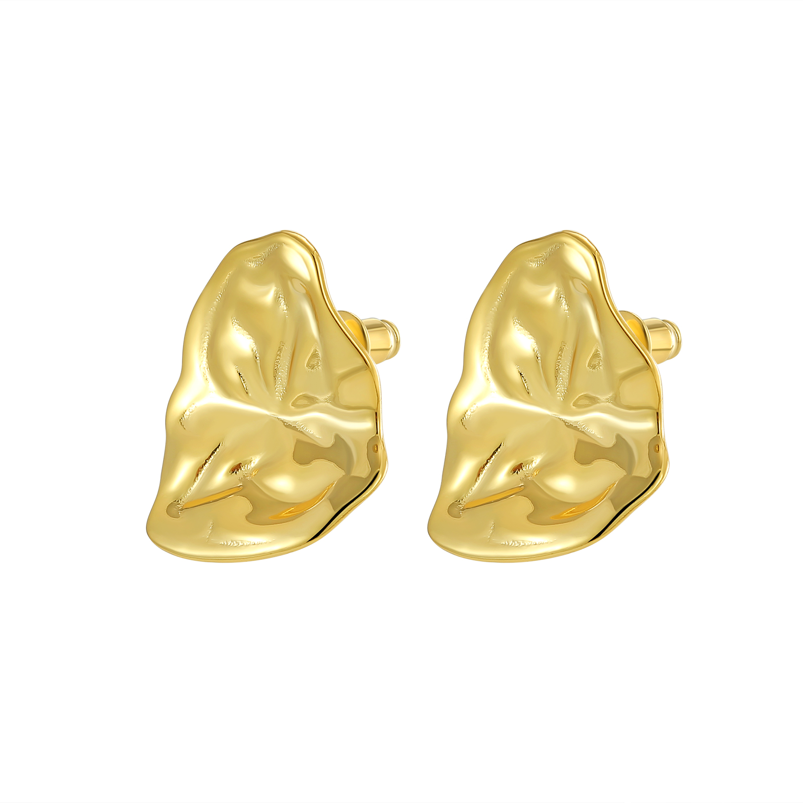 Gold-Tone Organic Textured Heart Stud Earrings
