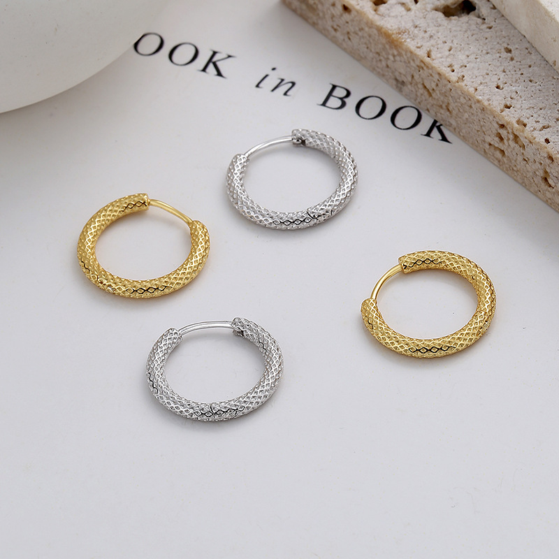 Elegant 925 Sterling Silver Textured Twisted Rope Hoop Earrings