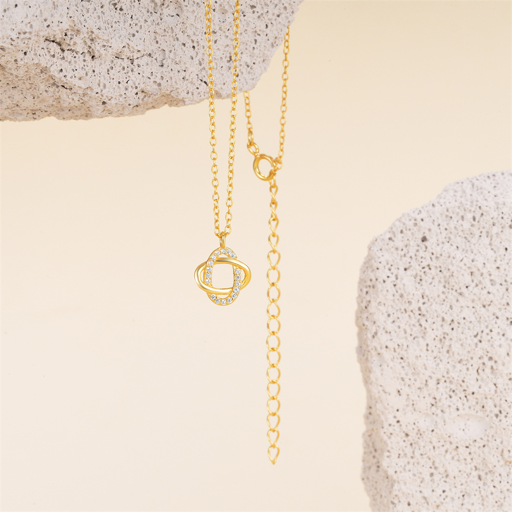 Interlocking Open Oval Pendant Necklace with Cubic Zirconia