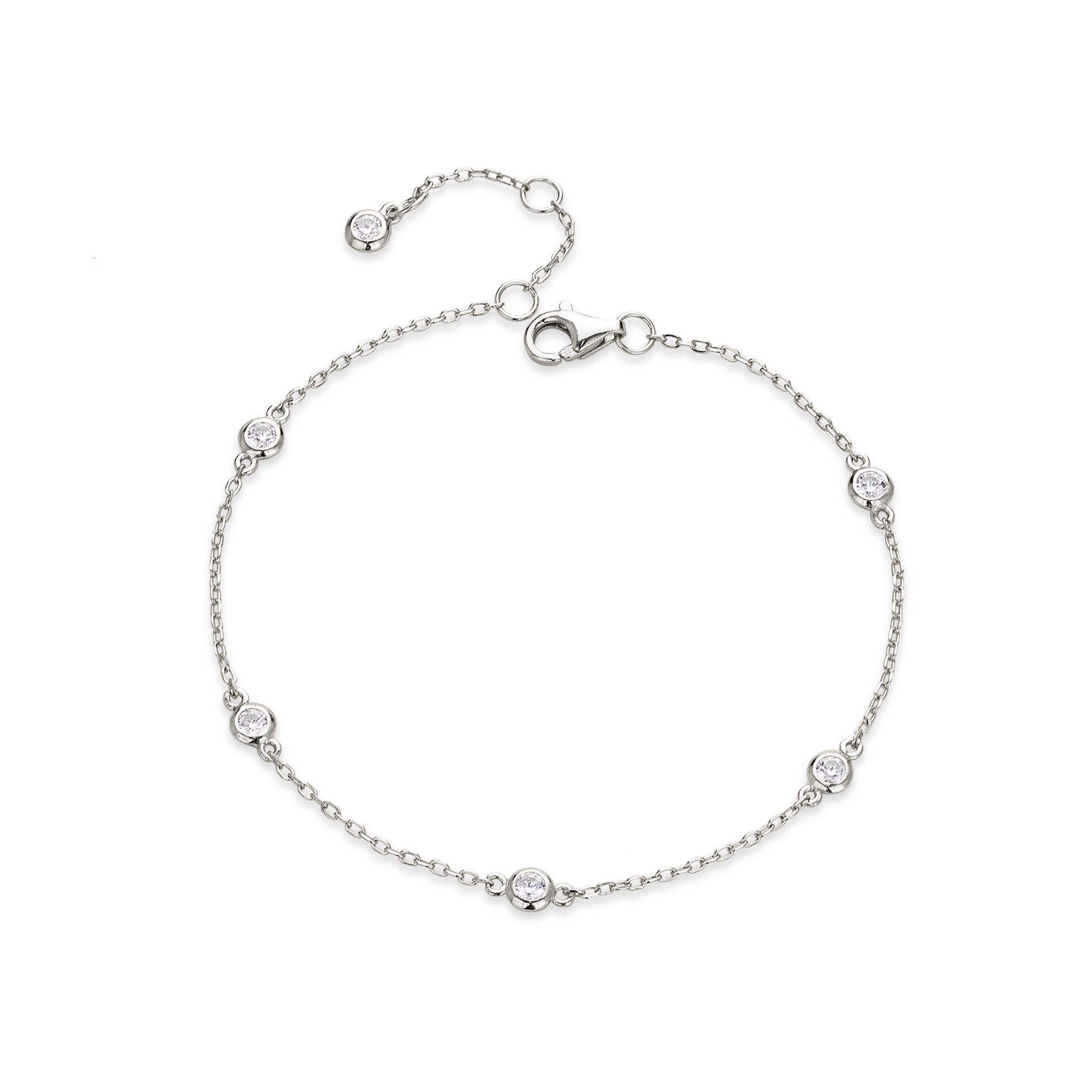 Dainty Bezel Set CZ Satellite Chain Bracelet for Women