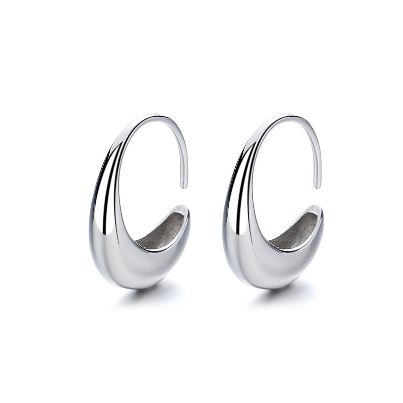 Elegant 925 Sterling Silver Minimalist Waterdrop Huggie Hoop Earrings