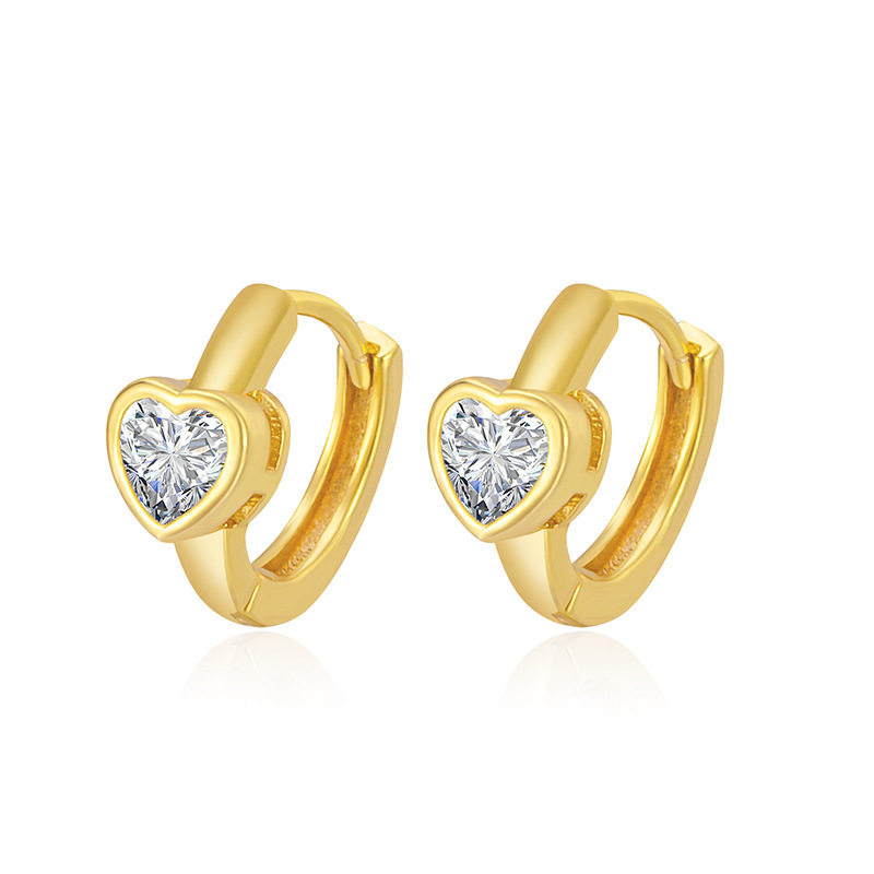 Heart-Shaped Solitaire Huggie Hoop Earrings