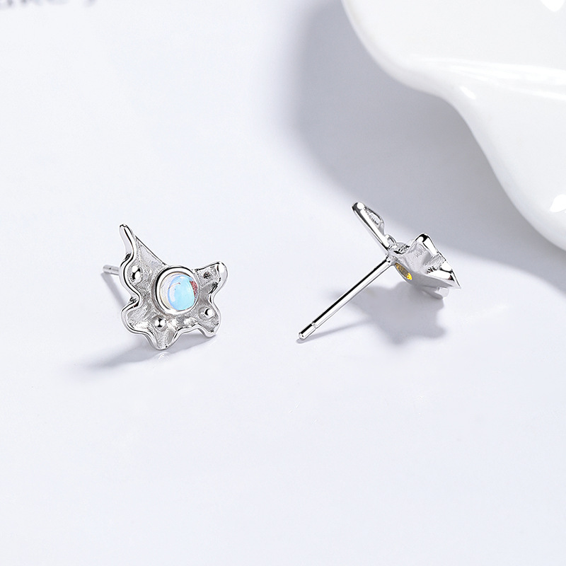 Unique Sterling Silver Winged Evil Eye Huggie Hoop Earrings with Opal Accents