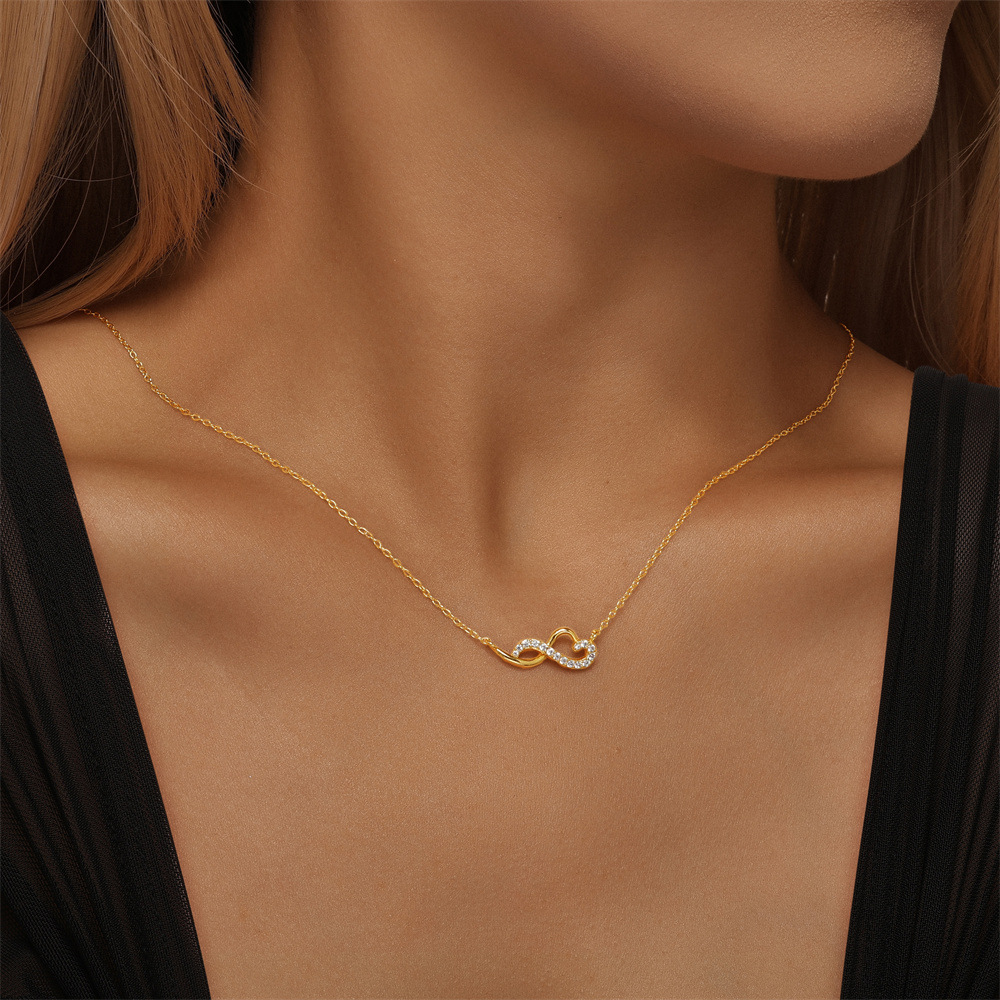 Infinity Heart Pendant Necklace with Cubic Zirconia