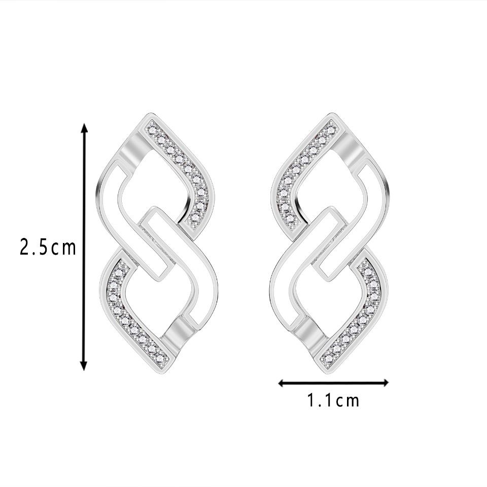Gold-Tone Geometric Link Earrings with Crystal Accents