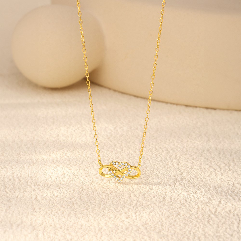 Infinity Heart Pendant Necklace with Cubic Zirconia