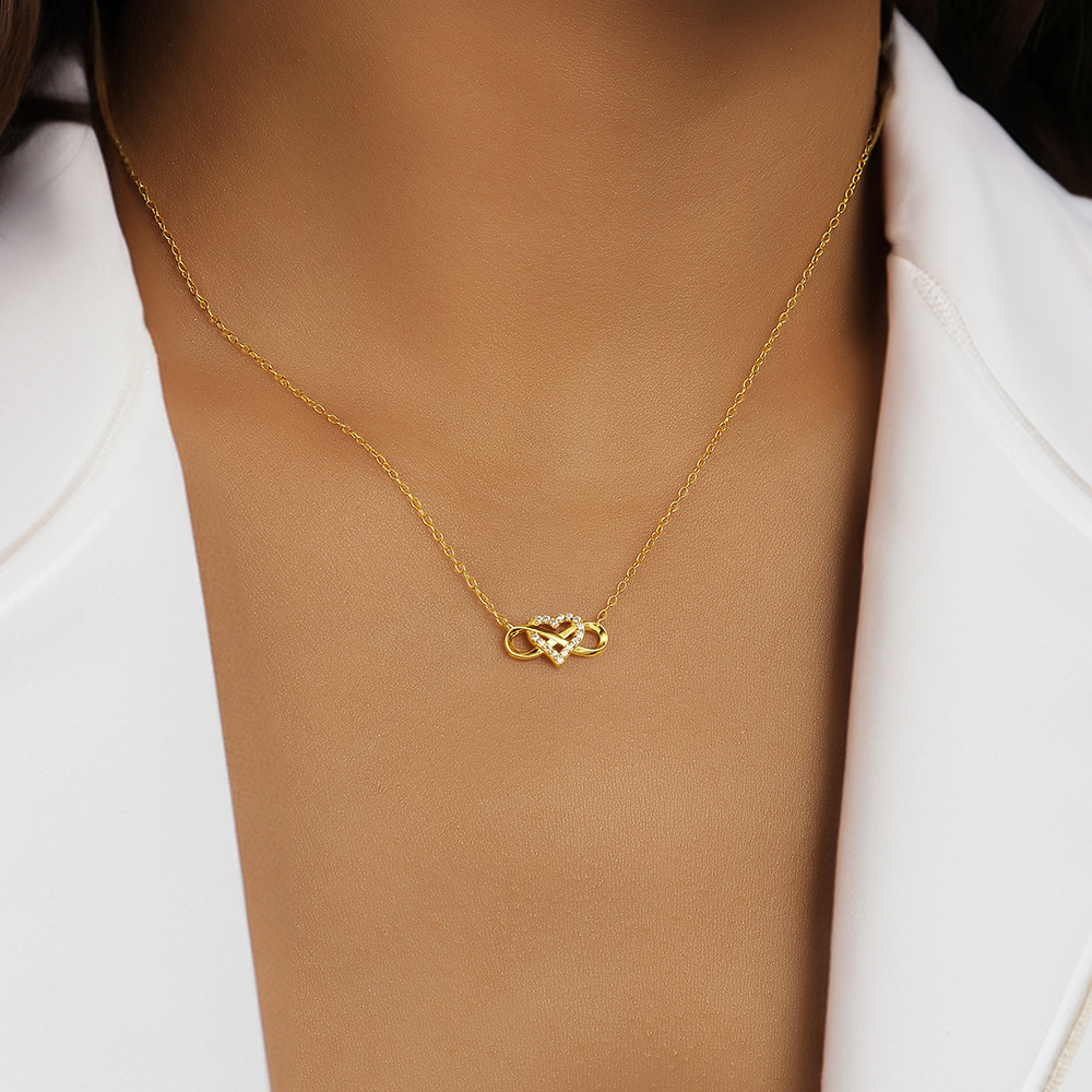Infinity Heart Pendant Necklace with Cubic Zirconia