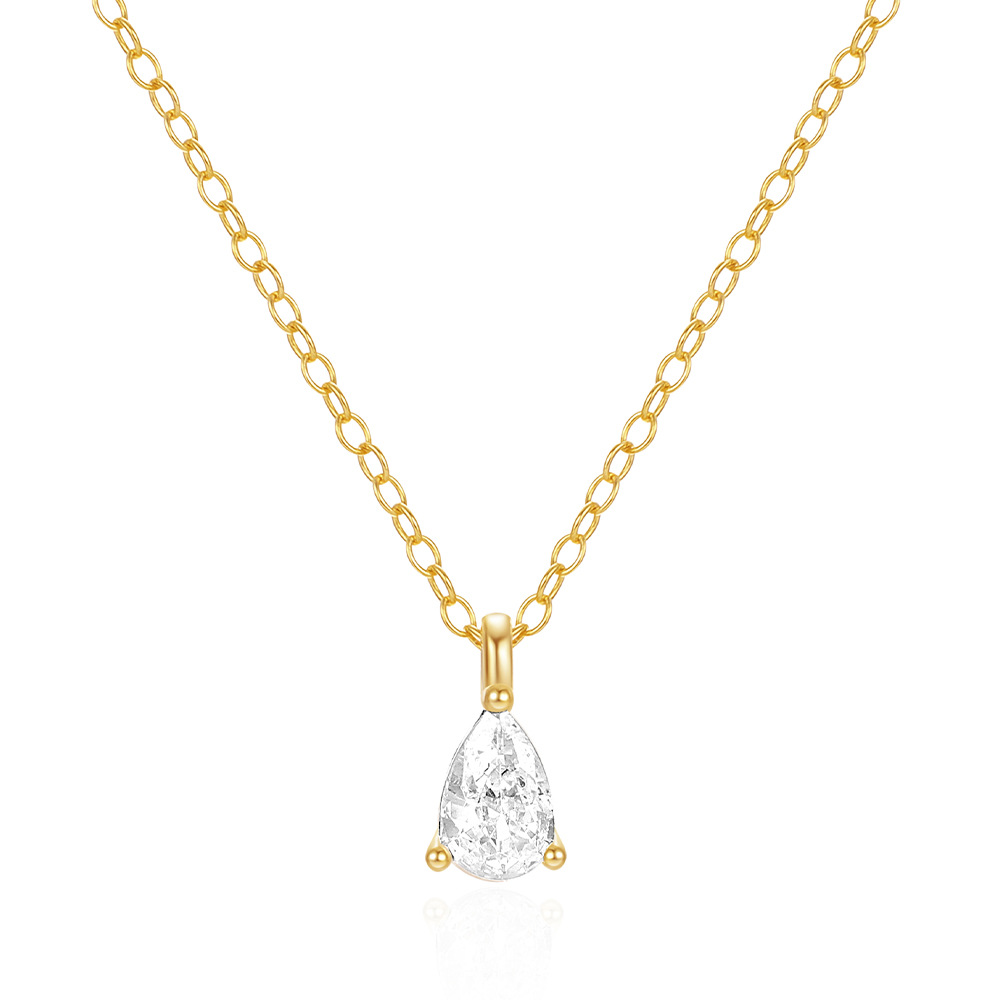Pear Cut Solitaire Pendant Necklace with Cubic Zirconia