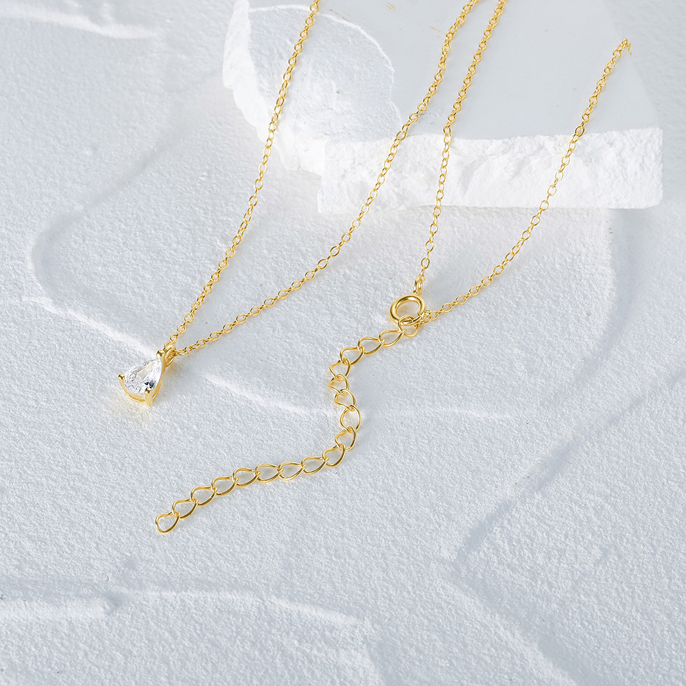 Pear Cut Solitaire Pendant Necklace with Cubic Zirconia