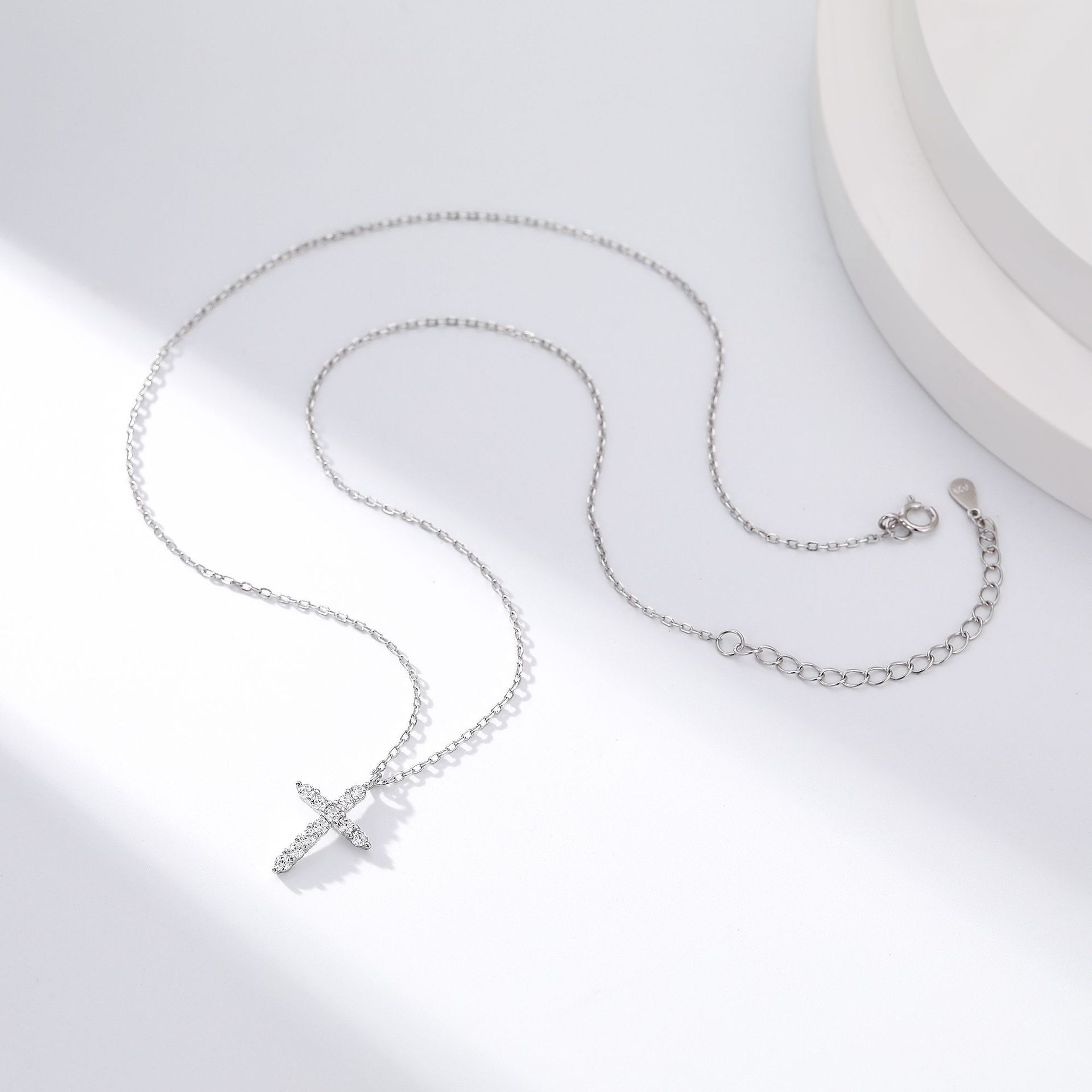 Exquisite Full-Zircon Cross Pendant Necklace