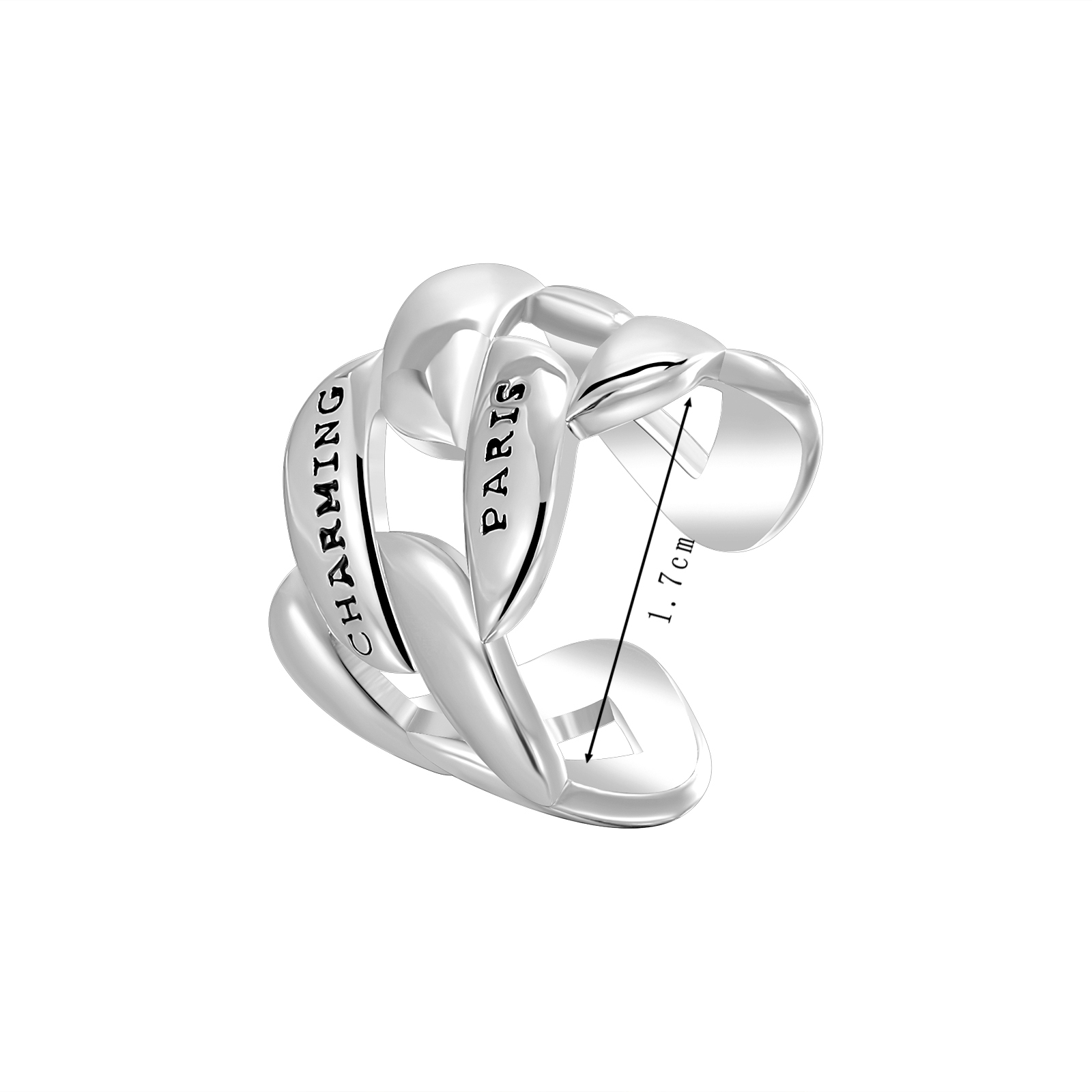 Toned Open - Style Twisted Ring with “CHARMING PARIS” Engraving