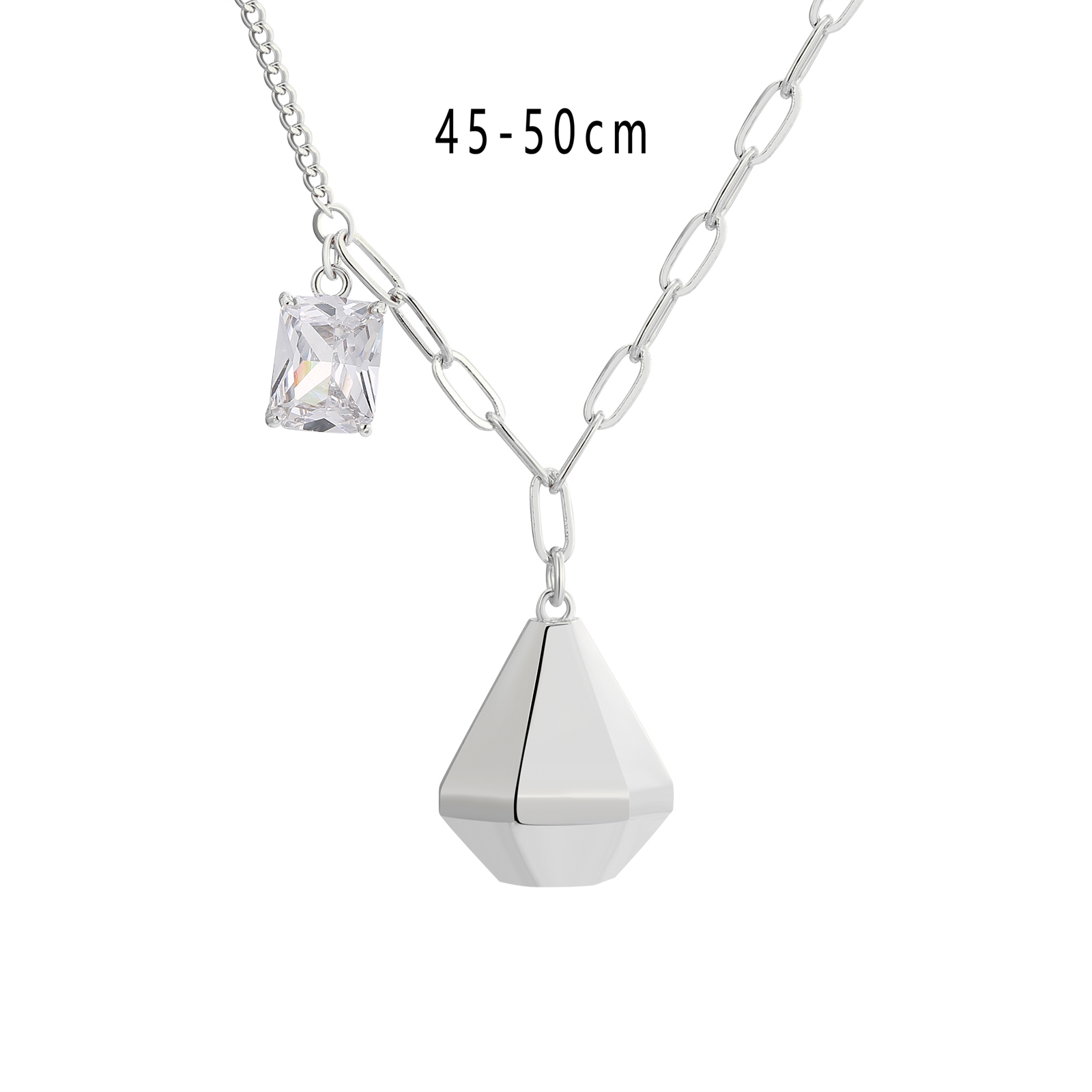 Geometric Smile Pendant Necklace with Yellow Gemstone