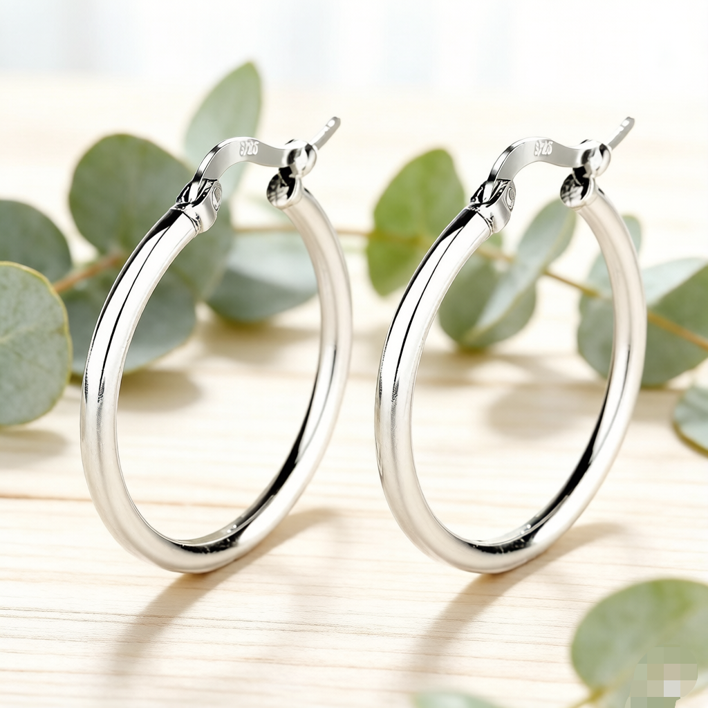 Sterling Silver Large Hoop Earrings for Women