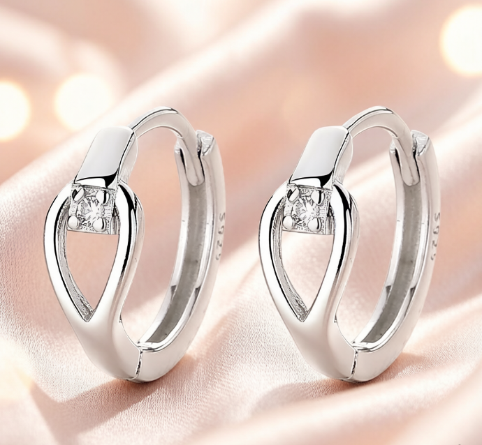 S925 Sterling Silver Cubic Zirconia Huggie Hoop Earrings