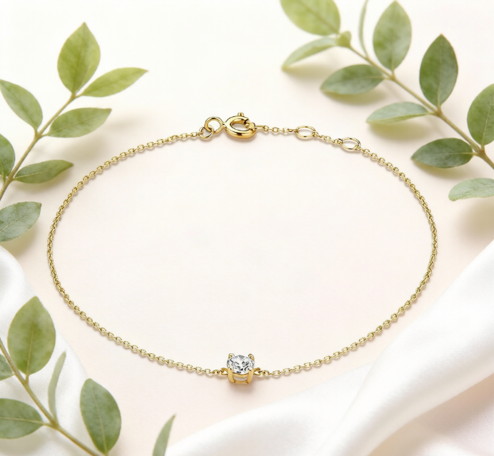  Dainty Single Stone Bracelet for Women