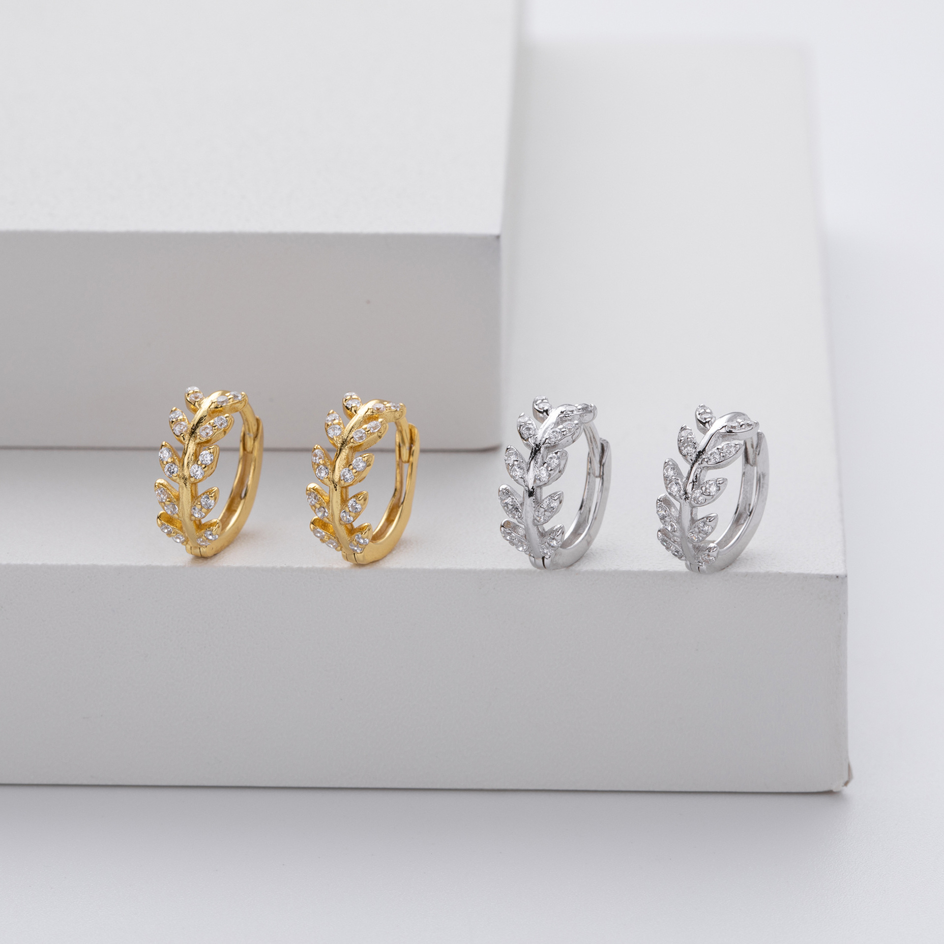 Elegant Sterling Silver Leaf Hoop Earrings for Women