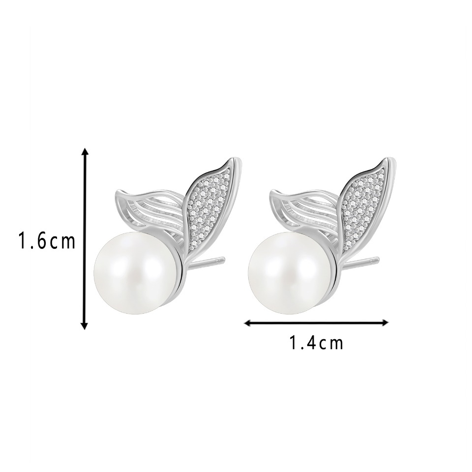 Gold-Tone Pearl & Crystal Butterfly Stud Earrings