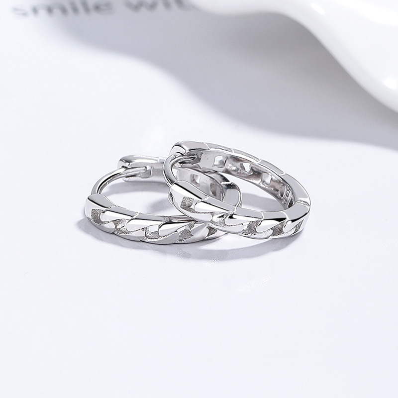 Textured Sterling Silver Twisted Huggie Hoop Earrings with Polished Highlights