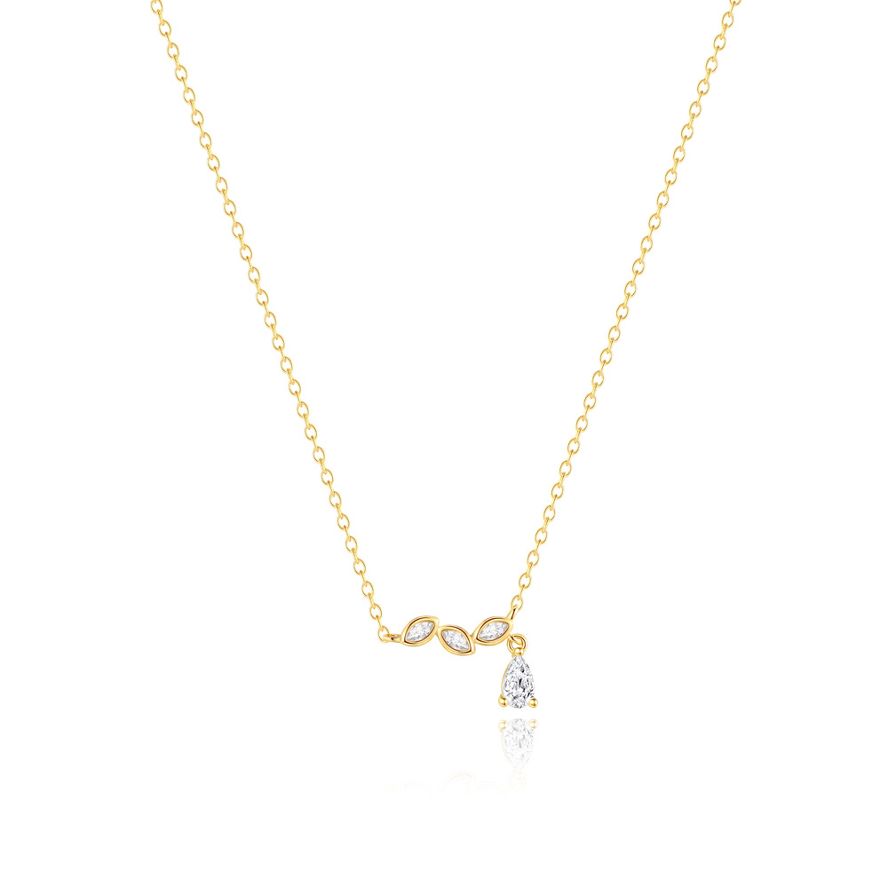 Teardrop Pendant Necklace with Marquise Accents 