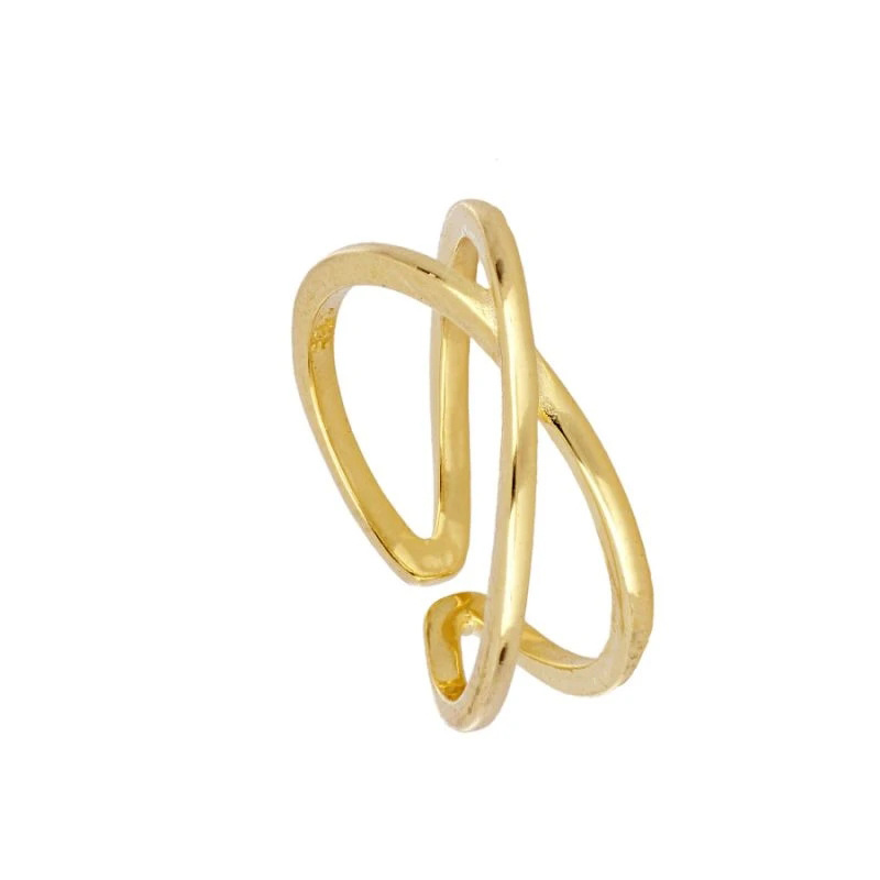 Modern Gold Twisted Wave Open Ring