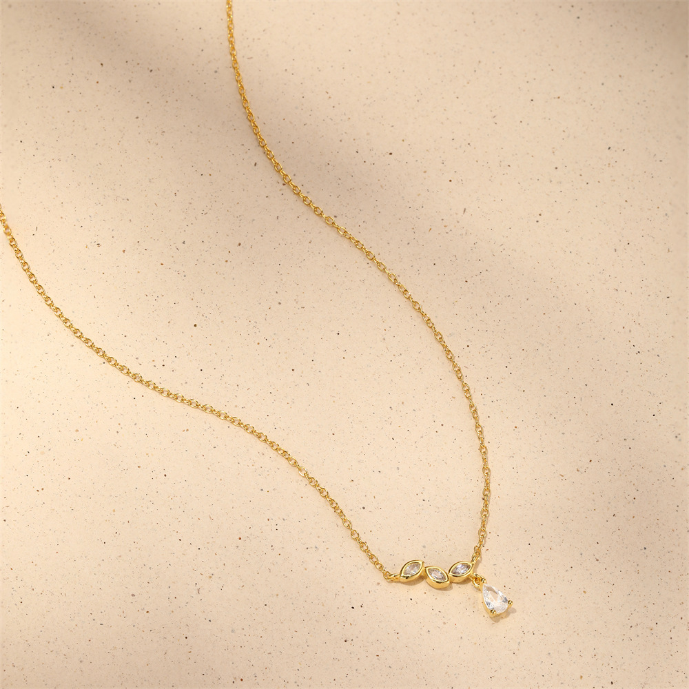 Teardrop Pendant Necklace with Marquise Accents 