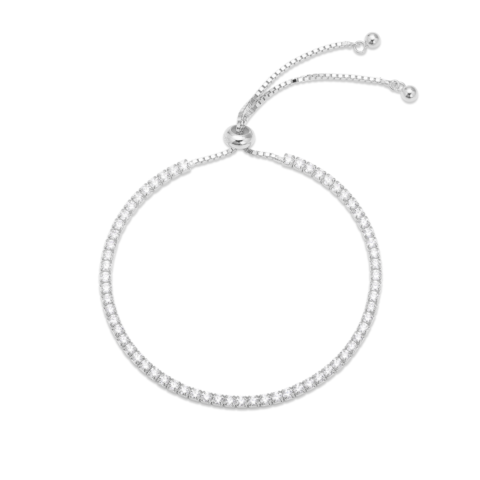 Sparkling Adjustable Tennis Bracelet with Rhinestone Line