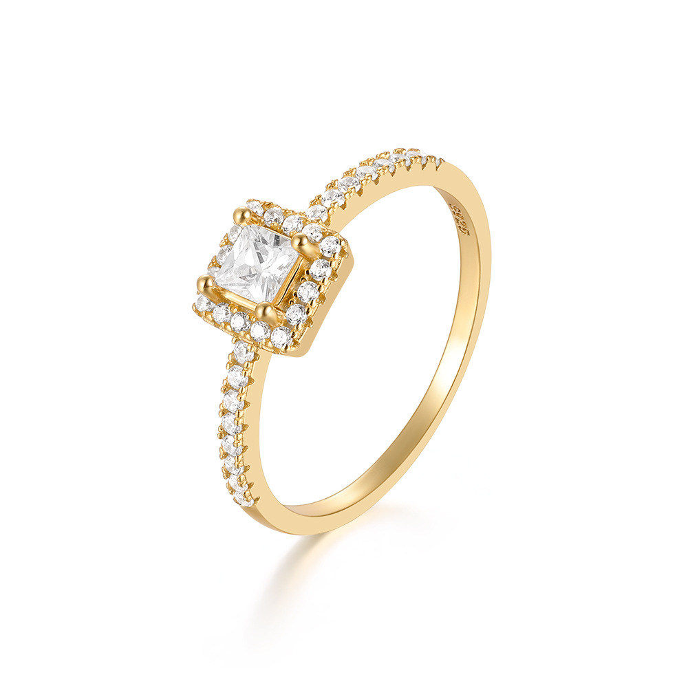 Princess Cut Halo Twist Engagement Ring in 925 Sterling Silver