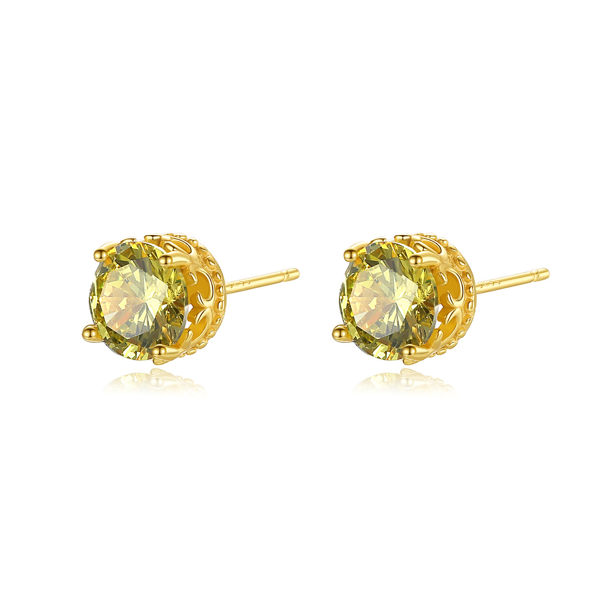 Olive Green Cubic Zirconia Stud Earrings