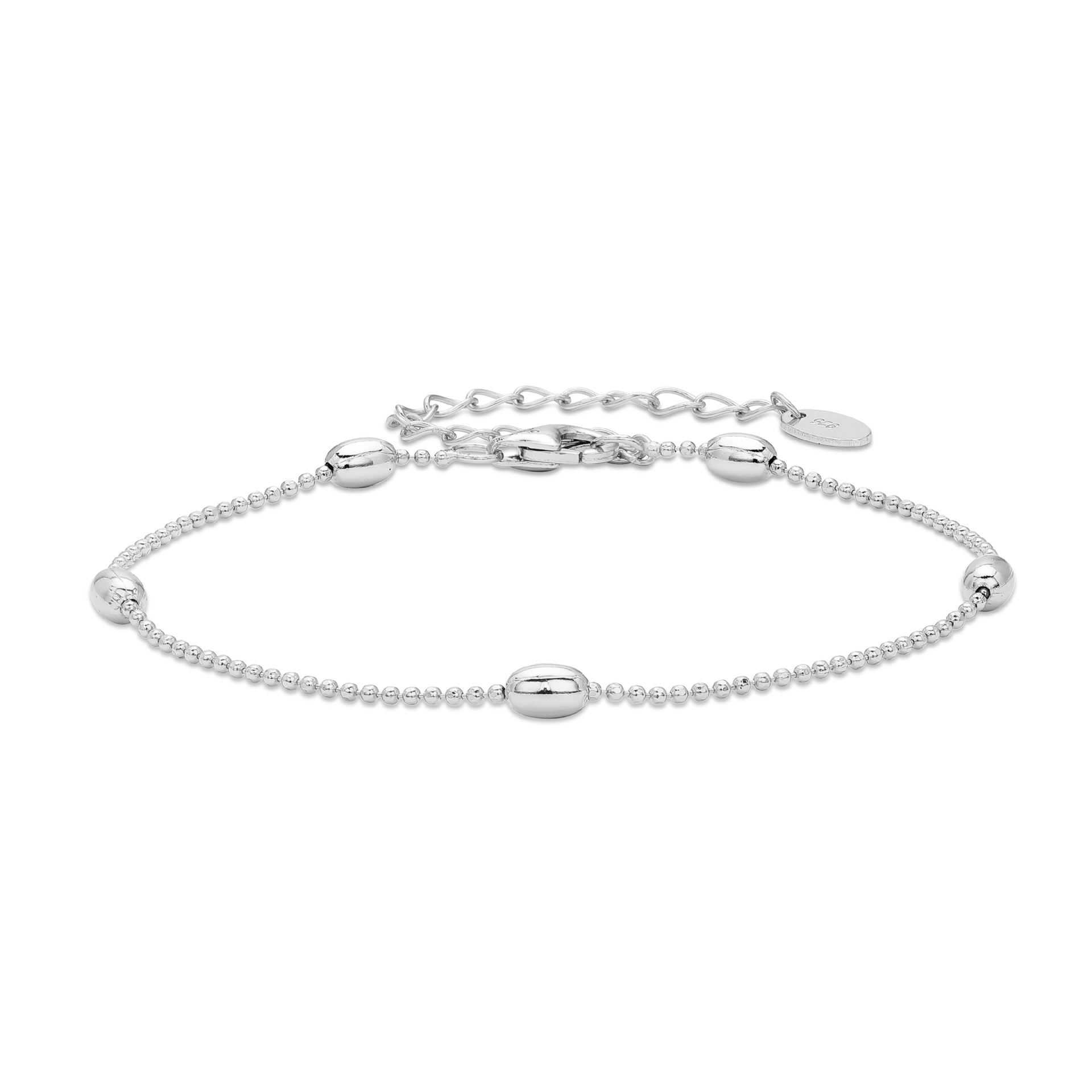 Elegant 925 Sterling Silver Beaded Satellite Chain Bracelet with Adjustable Extender