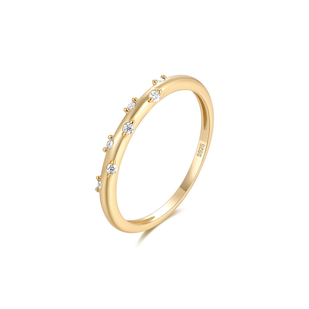 Dainty Half Eternity Pavé Set Round Diamond Band in Gold Vermeil