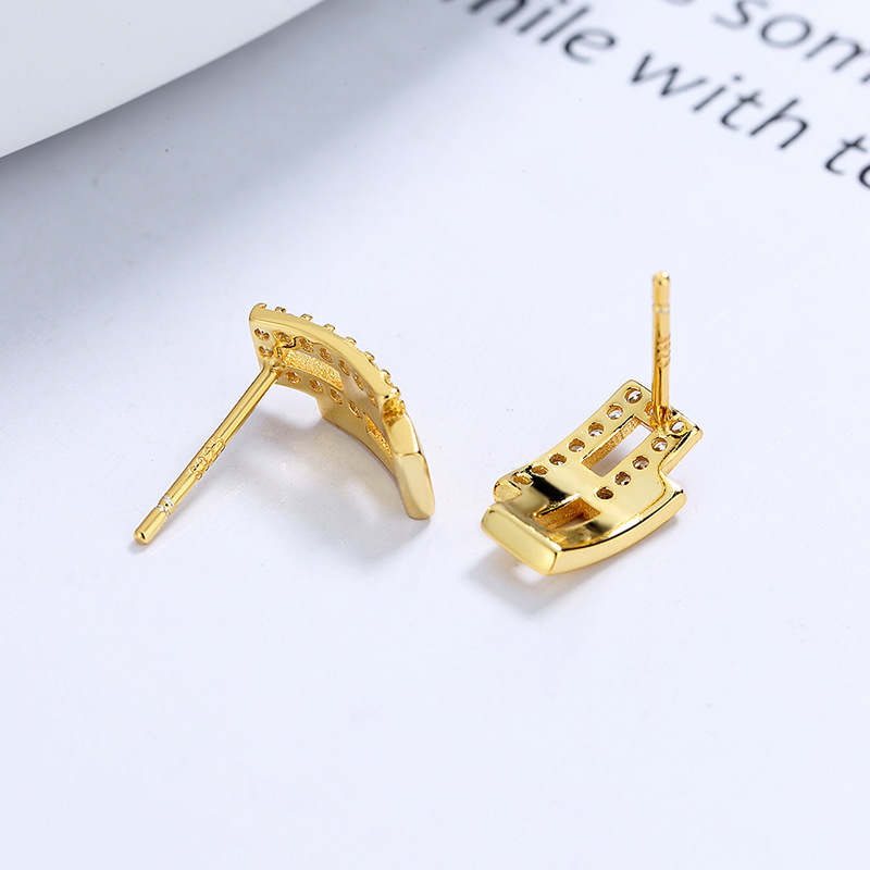 Sparkling Rectangular Diamond-Cut Huggie Hoop Earrings in Sterling Silver