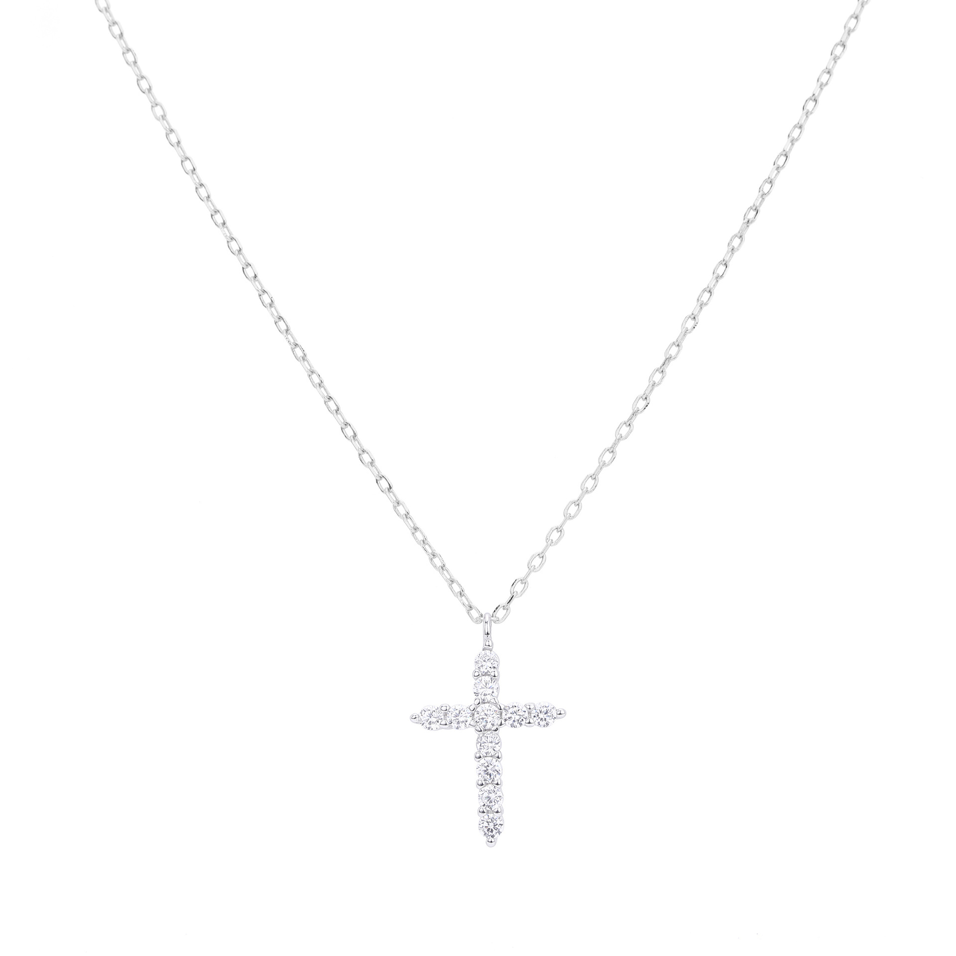 Exquisite Full-Zircon Cross Pendant Necklace