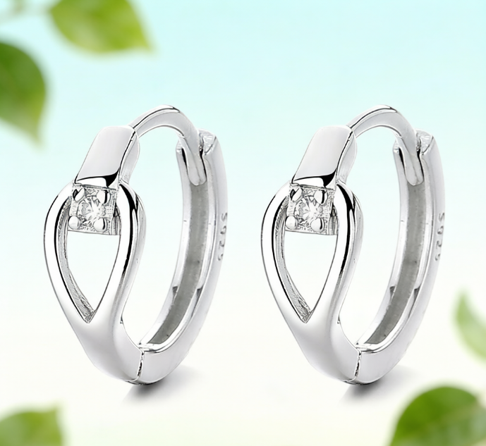 S925 Sterling Silver Cubic Zirconia Huggie Hoop Earrings