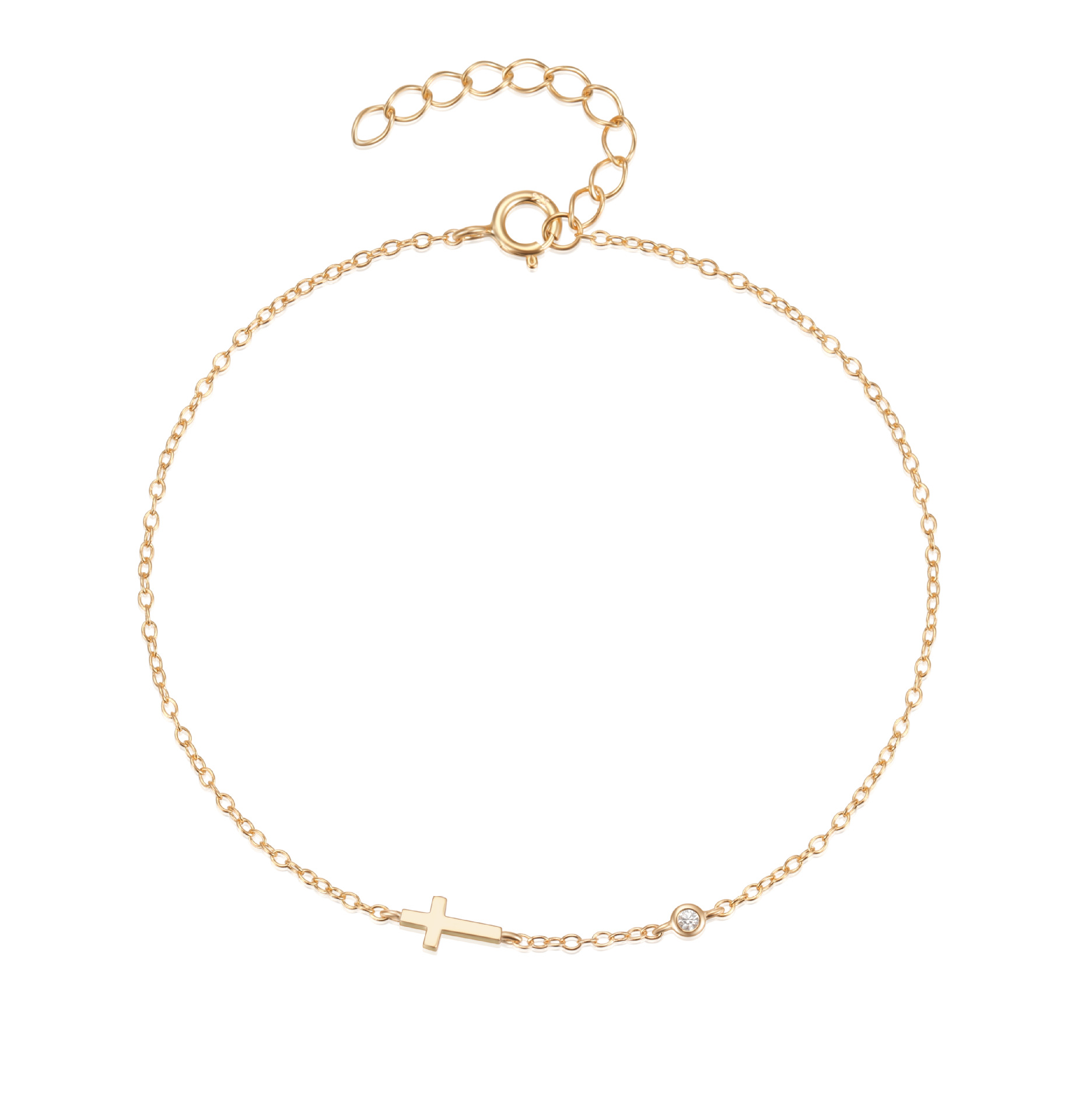 Gold Cross Bracelet with Diamond