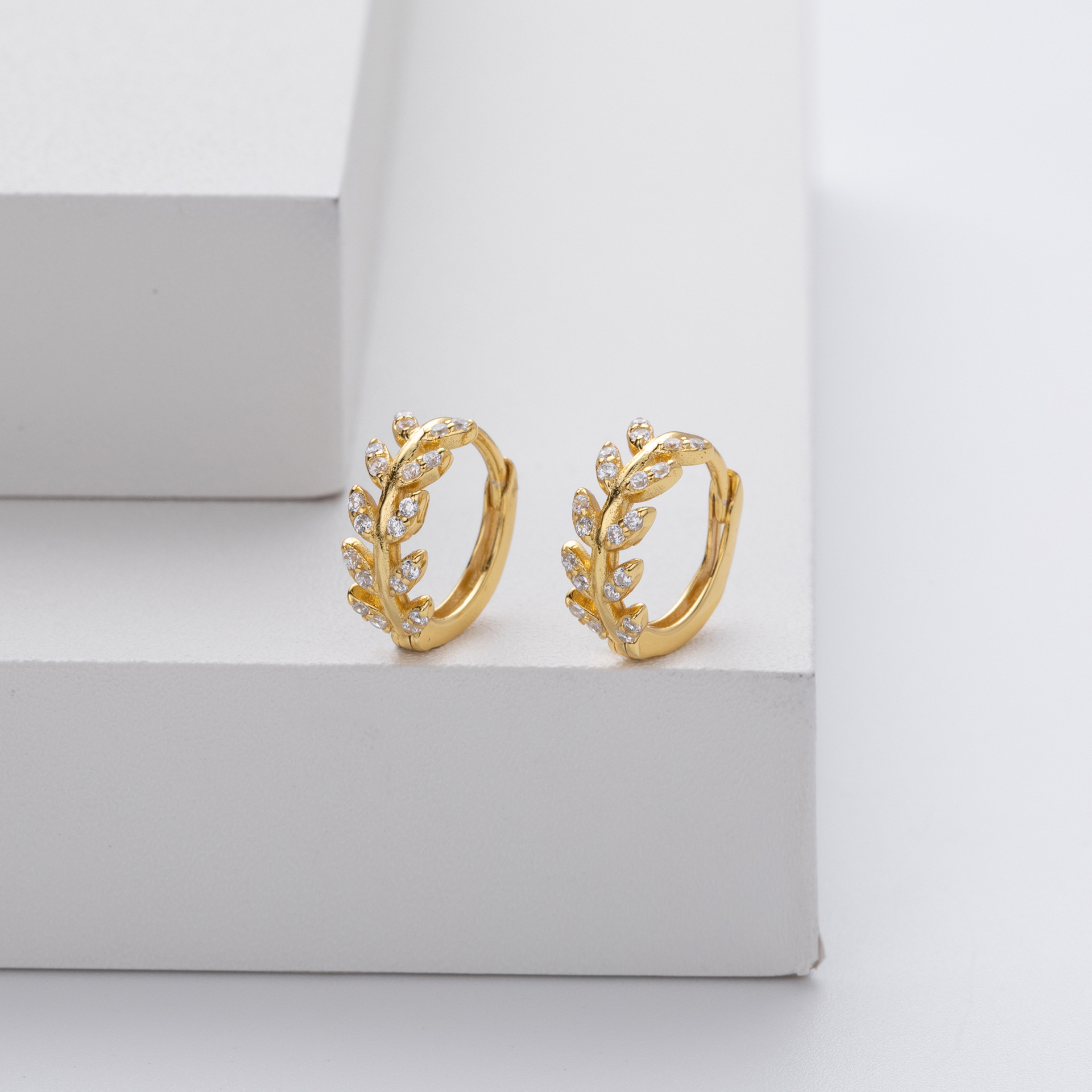 Elegant Sterling Silver Leaf Hoop Earrings for Women
