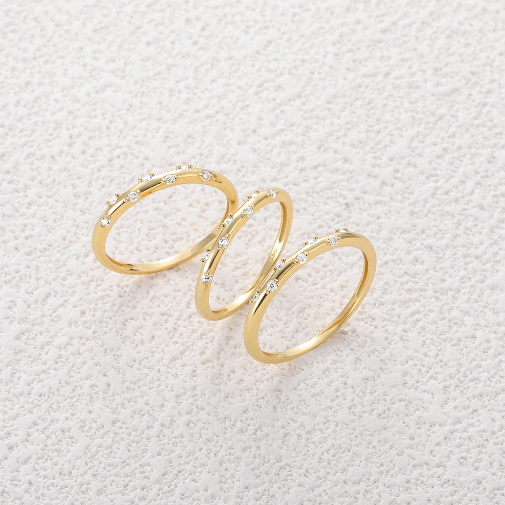 Dainty Half Eternity Pavé Set Round Diamond Band in Gold Vermeil