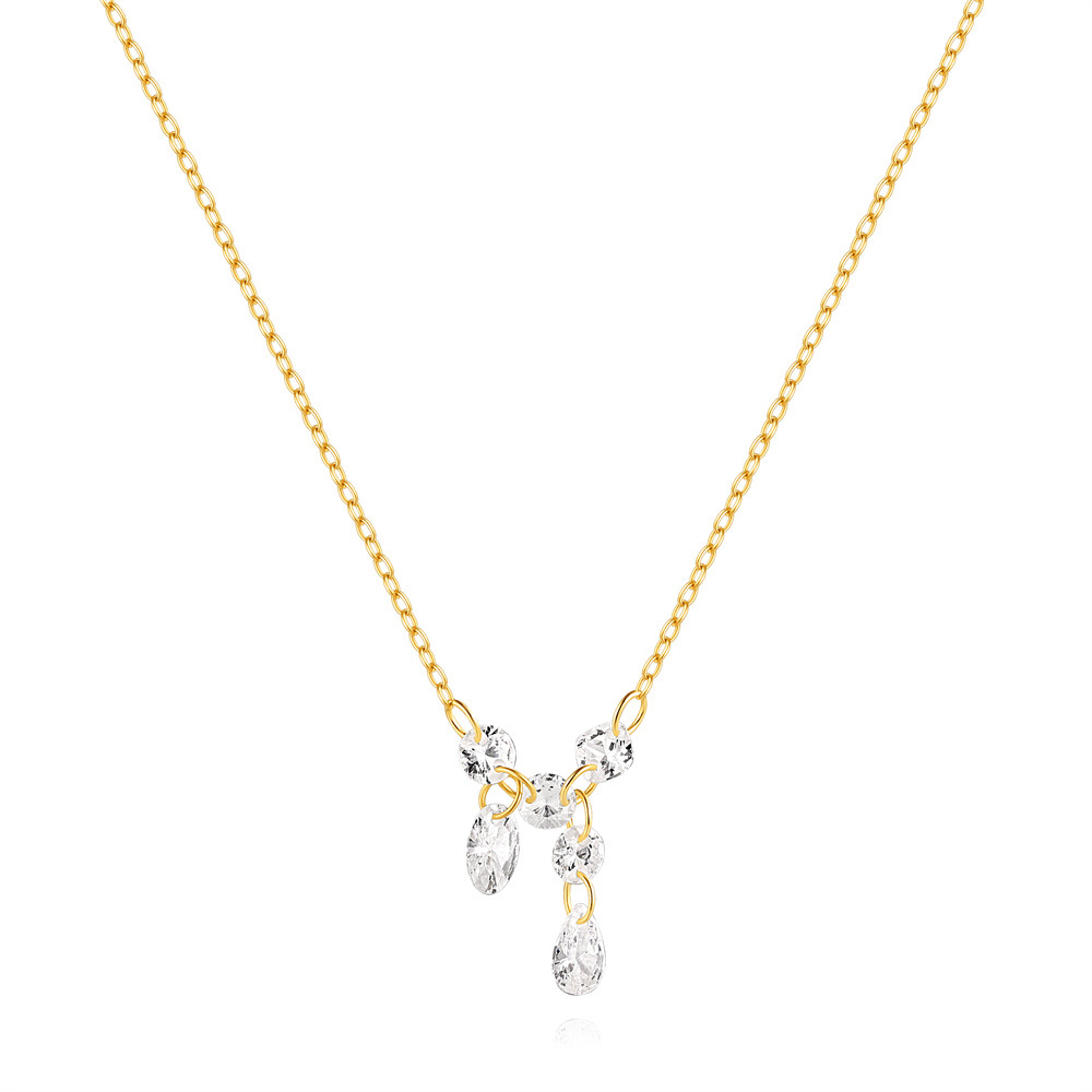 Cluster Teardrop Pendant Necklace with Cubic Zirconia 