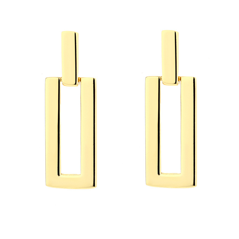 Gold Vermeil Open Rectangle Drop Earrings