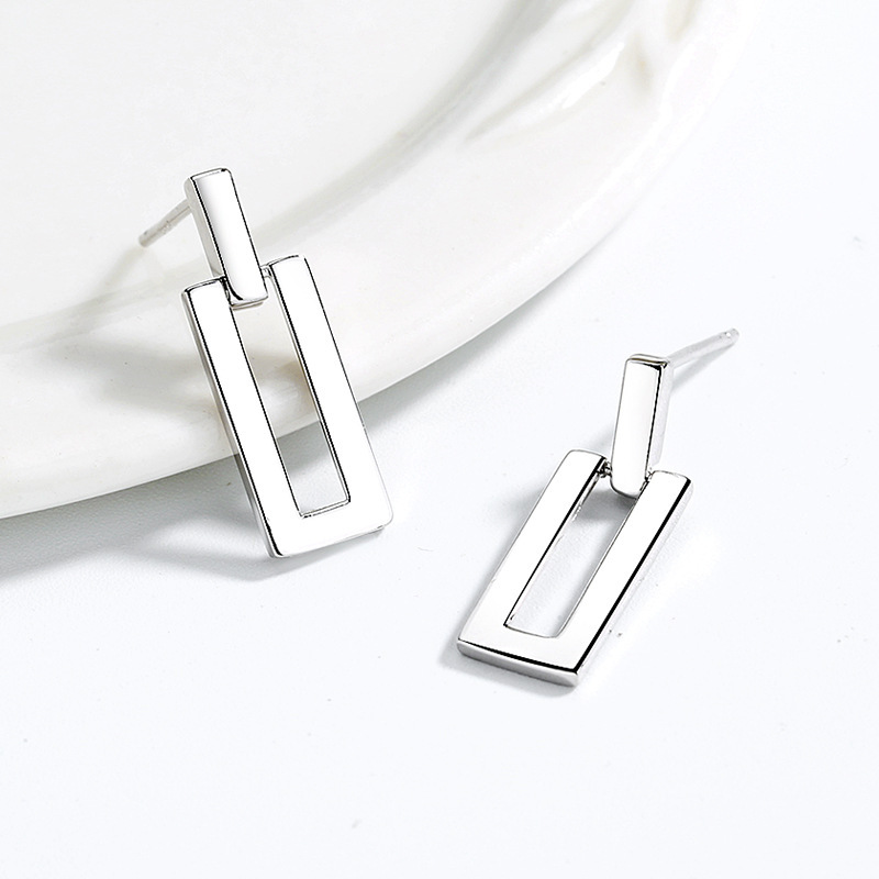 Gold Vermeil Open Rectangle Drop Earrings